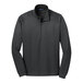 An Iron gray and black Port Authority quarter-zip pullover with a vertical texture.