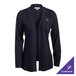 A women's navy shirttail cardigan in a cotton, acrylic, and nylon blend, available in size 3X and customizable.