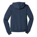 A heather navy Bella + Canvas full-zip hoodie with a hood.