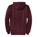 A back view of a maroon Port & Company Core Fleece full-zip hoodie.