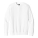 A white District fleece crewneck sweatshirt with a black logo on the front.