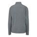 A heather gray fleece jacket with black accents and a white zipper.