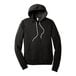 A Bella + Canvas black sweatshirt with white strings.