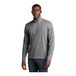 A man wearing a Sport-Tek dark gray heather quarter-zip pullover sweatshirt.