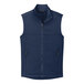 A Port Authority river blue unisex fleece vest with a zipper.