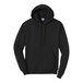 A black Port & Company Core Fleece pullover hoodie with a white background.