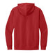 A red District sweatshirt hoodie with a hood.