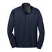 A Port Authority navy and gray quarter-zip pullover sweater.