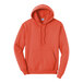 An orange Port & Company Core Fleece pullover hoodie with a hood.