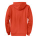 An orange Port & Company Core Fleece full-zip hoodie with a hood.