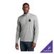 A light gray heather unisex quarter-zip pullover sweatshirt in extra large, featuring a customizable logo on the chest.
