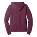 A close-up of a Bella + Canvas maroon Sponge Fleece hoodie.