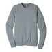 A Bella + Canvas athletic heather grey sponge fleece sweatshirt with long sleeves and a crew neck.