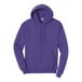 A Port & Company purple core fleece pullover hoodie with a hood.