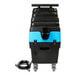 A black and blue Mytee HP90 Stingray automotive heated extractor with wheels.