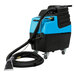 A blue and black Mytee HP90 Stingray automotive carpet extractor with hoses on it.