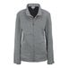 A women's grey fleece jacket with black zippers.