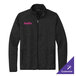 A black heather fleece sweater jacket with a front zipper and customizable logo on the chest.