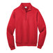 A red Port & Company quarter-zip fleece sweatshirt.