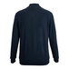A navy full-zip sweater jacket on a mannequin.