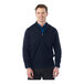 A man wearing a navy Edwards full-zip sweater jacket.