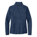 A Port Authority river blue heather sweater jacket with a 1/4 zip.