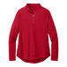 A Port Authority women's red quarter-zip sweatshirt.