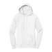 A white Port & Company fleece pullover hoodie with a hood.