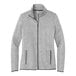 A Port Authority women's gray fleece sweater jacket with a zipper.