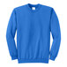A blue Port & Company fleece sweatshirt.