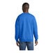 A man wearing a royal blue Port & Company sweatshirt.