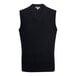 A navy jersey knit vest with a v neck.