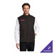 A black heather fleece sweater vest with a front zipper, customizable with text, shown in extra large size.