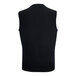 A navy jersey knit vest on a white background.