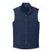 A Port Authority River Blue unisex fleece vest with zippers.