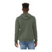 A man wearing a military green Bella + Canvas sponge fleece pullover hoodie.