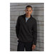 A young man wearing a black Edwards 1/4 zip sweater.
