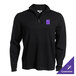 A black unisex quarter-zip sweater made from a cotton blend, featuring a customizable logo on the chest.