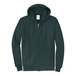 A dark green Port & Company full-zip hoodie sweatshirt.
