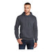 A man wearing a Port & Company heather navy hoodie sweatshirt.