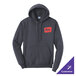 A heather navy unisex pullover hoodie sweatshirt with a front pocket and a customizable design on the chest.