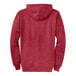 A heather red Port & Company full-zip hoodie with a hood.