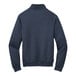 A navy Port & Company Core Fleece quarter-zip sweatshirt with an embroidered logo on the back.