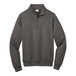 A grey Port & Company quarter-zip fleece sweatshirt.