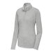 A Sport-Tek women's light gray long sleeve quarter-zip pullover sweatshirt.