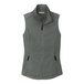 A graphite Port Authority women's fleece vest with black zippers.