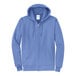 A Port & Company Carolina Blue zip up hoodie.