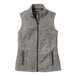 A Port Authority women's grey fleece sweater vest with a zipper.