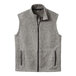 A grey Port Authority fleece sweater vest with black zippers.