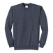 A Port & Company unisex heather navy sweatshirt with long sleeves.